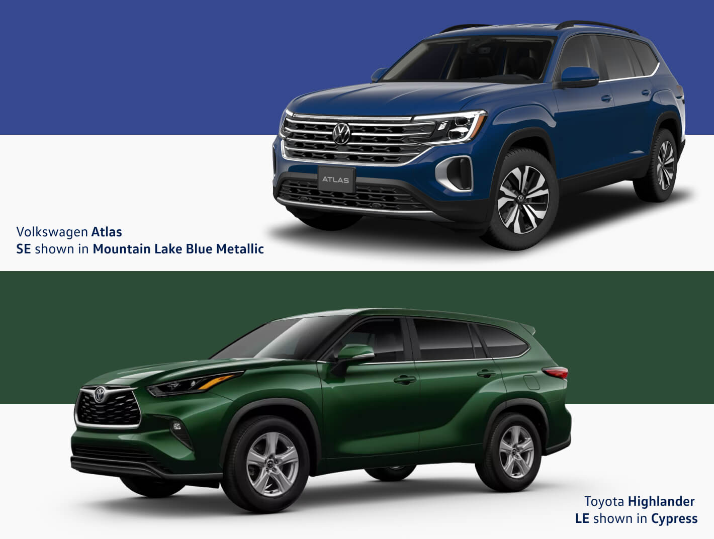 VW Atlas vs. Toyota Highlander: Trims & Configurations