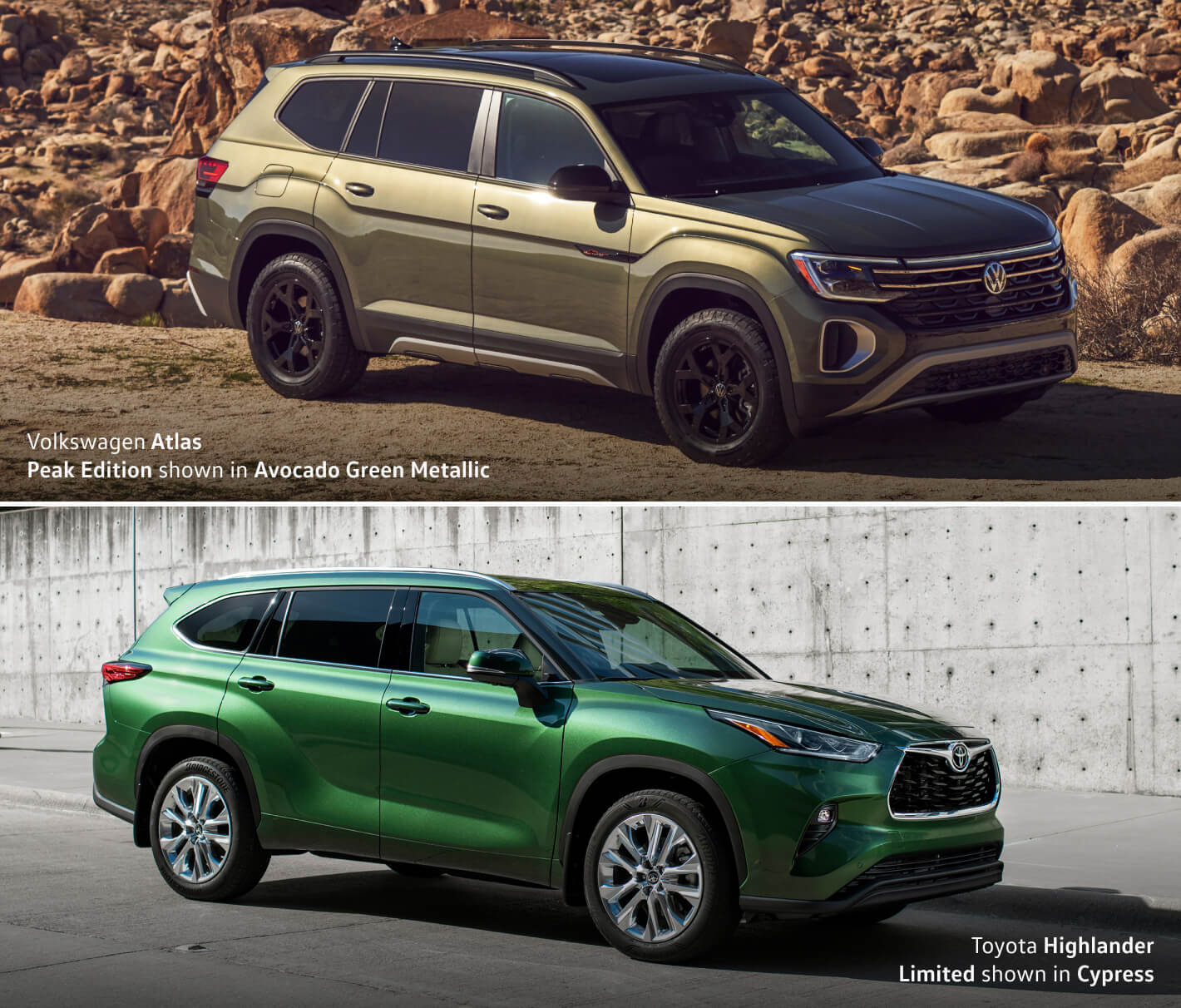 2025 Volkswagen Atlas vs. 2025 Toyota Highlander specs